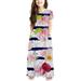 ZCFZJW Girls Summer Short Sleeve Floral Dresses Casual Round Neck Pullover Tank Dress Loose Fit Pleated Maxi Dress Cute Princess Dress White 8-9 Years