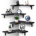 Everly Quinn Doyna Corner Floating Shelves Wall Mounted Set of 4, Rustic Wood Wall Storage Shelves For Bedroom, Living Room, Bathroom, Kitchen | Wayfair