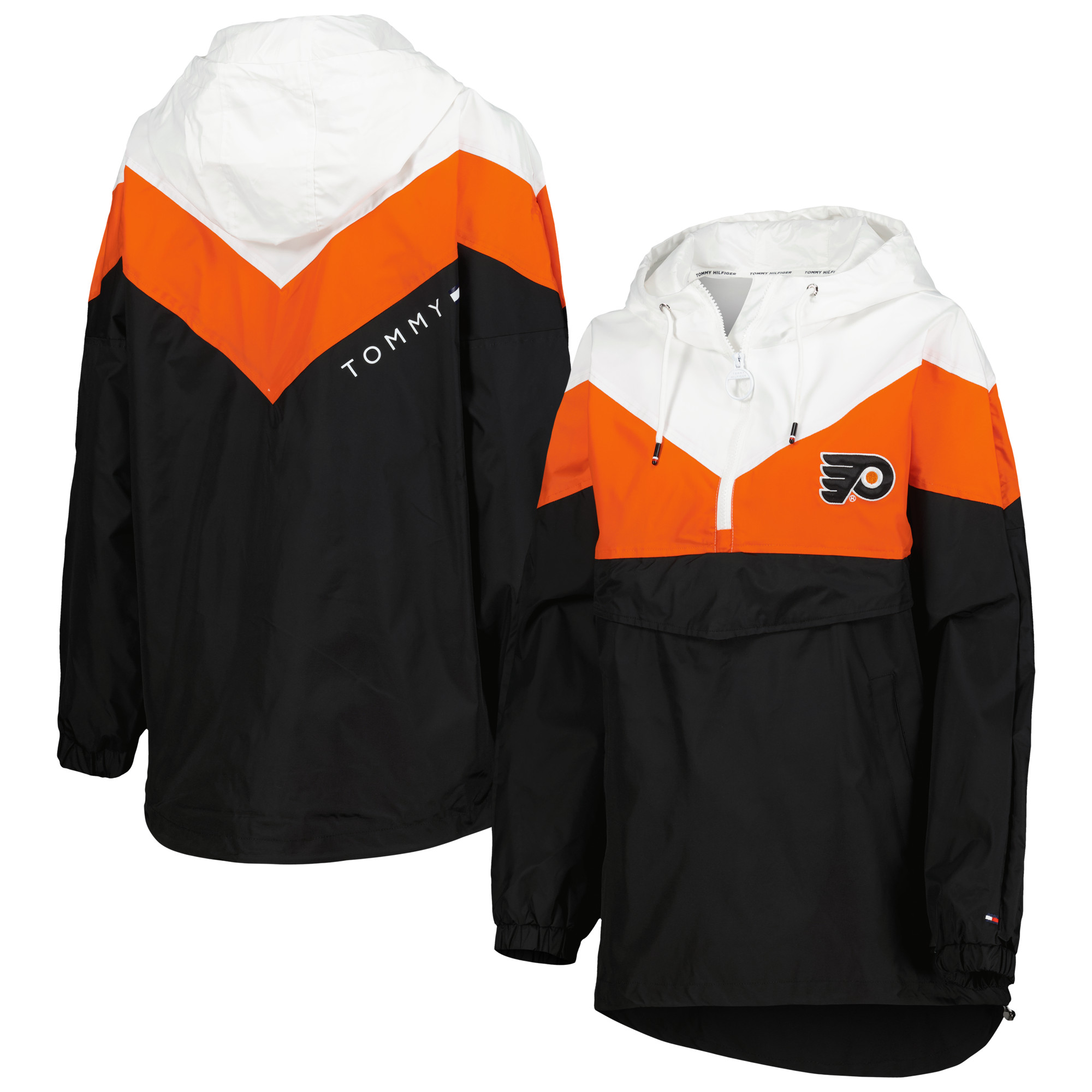 Damen Tommy Hilfiger Philadelphia Flyers Staci Half-Zip Windjacke in Orange/Schwarz Image