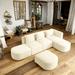 U Shape Beige 5-Seat Sectional Sofa including 2-Single Seats and 2-Chaises, Modular Couch, DIY Combination, Loop Yarn Fabric