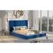 Velvet Upholstered Storage Platform Bed with Wingback Headboard and Multiple Compartments