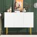 Modern Simple & Luxury Style Sideboard Particle Board & MDF Board Cabinet with Gold Metal Legs & Handles, Adjustable