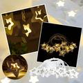 LED Star Wooden Pendant Lights String Star Warm White Lights Festival Decorative Lights String