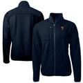 Men's Cutter & Buck Navy West Virginia Mountaineers Alumni Logo Cascade Eco Sherpa Fleece Full-Zip Jacket