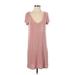 American Eagle Outfitters Casual Dress - Shift V Neck Short sleeves: Pink Print Dresses - Women's Size Small