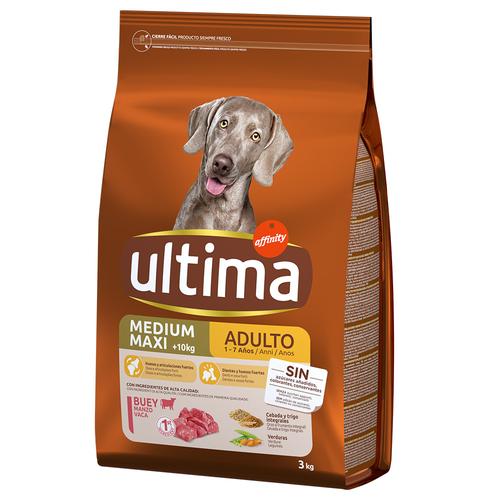 2x 3kg Ultima Medium / Maxi Adult Rind Hundefutter trocken