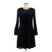 Eliza J Casual Dress - A-Line Scoop Neck Long sleeves: Black Print Dresses - Women's Size 6