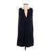 J.Crew Casual Dress - Shift Plunge Sleeveless: Blue Color Block Dresses - Women's Size X-Small