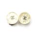 CHANEL Vintage Silver CC Ivory Resin Glitter Clip on Earrings