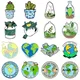 Cute Cartoon Green Plants Potted Flowers Cactus Enamel Pins Heart Airplane Love Earth Environment