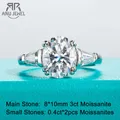 AnuJewel 3 8 cttw Oval Cut D Farbe Moissanite Diamant Engagement 925 Sterling Silber Ringe Für