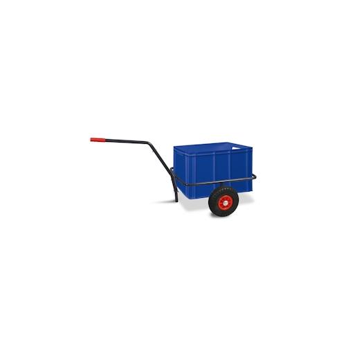 Robuster Handwagen in anthrazit, belastbar bis zu 200 kg, mit 42 cm hohem Kasten in blau