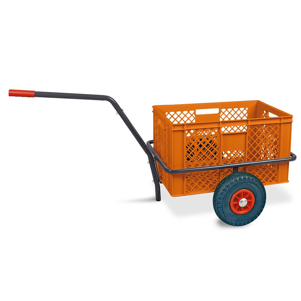 BRB Robuster Handwagen in anthrazit, belastbar bis zu 200 kg, mit 32 cm hohem Korb in orange Image