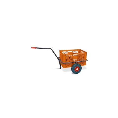 Robuster Handwagen in anthrazit, belastbar bis zu 200 kg, mit 32 cm hohem Korb in orange