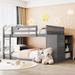 Twin Size Bunk Bed with Storage Cabinets & Shelves Wood Platform Gray
