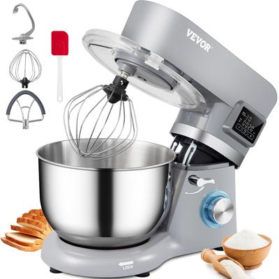 VEVOR Stand Mixer 660W 5.8Qt Electric Dough Mixer 6 Speeds LCD Screen Timing - 5.5 L