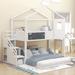 Twin Over Full House Bunk Bed Storage Staircase & Blackboard White