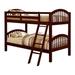 Wooden Twin Over Twin Bunk Bed Slatted Arched Headboard Cherry Brown
