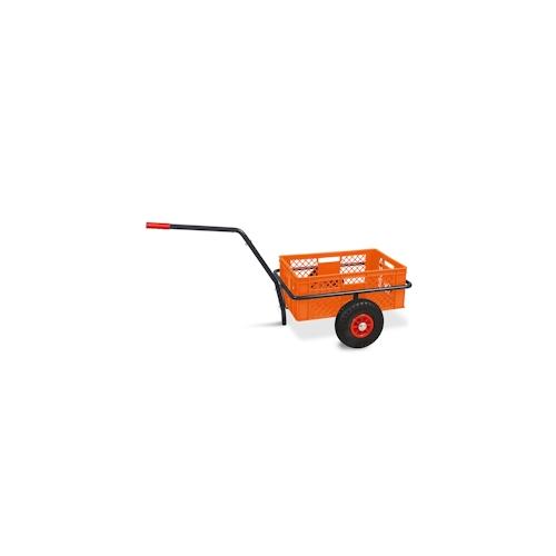 Robuster Handwagen in anthrazit, belastbar bis zu 200 kg, mit 24 cm hohem Korb in orange