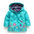 Little Girls Hoodie Jacket Flowers Hooded Waterproof Windbreaker Raincoat Coat Outwear for Kids Children 2-7Y