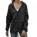 Raincoat Women Lightweight Waterproof Rain Jackets Packable Outdoor Hooded Windbreaker Black L