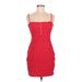 ViX by Paula Hermanny Casual Dress - Bodycon Square Sleeveless: Red Print Dresses - Women's Size Medium