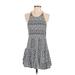 En Creme Casual Dress - A-Line Scoop Neck Sleeveless: Blue Aztec or Tribal Print Dresses - Women's Size Small