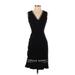 Elie Tahari Cocktail Dress - Sheath V Neck Sleeveless: Black Print Dresses - Women's Size 0