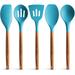 Zulay Kitchen 5 -Piece Cooking Spoon Set Wood/Silicone in Blue | Wayfair Z-WD-SLCN-UTNSLS-5-PCS-BL