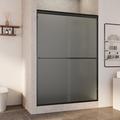 Furgle 60 " W x 70" H Reversible Frameless Shower Door w/ Two Handles Tempered Glass in Black | 70 H x 60 W x 0.23 D in | Wayfair