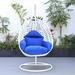 Dakota Fields Brookstonval Swing Chair w/ Stand Wicker/Rattan in Blue | 77.17 H x 41 W x 41 D in | Wayfair 350C495B39B8422B839984A48622BAC9