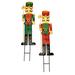 The Holiday Aisle® 2 Piece Nutcracker Garden Stake Set Metal in Green/Red/Yellow | 33 H x 6.5 W x 0.5 D in | Wayfair
