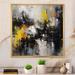 Ivy Bronx Vanita Yellow Black Transcendent Liquid Ink Framed On Canvas Print Canvas, Cotton in White | 36 H x 36 W x 1.5 D in | Wayfair