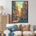 Red Barrel Studio® Orange & Pink Streetside Pause Framed On Canvas Print Metal in Green/Orange/Pink | 32 H x 16 W x 1 D in | Wayfair