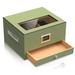 Latitude Run® Mensie Glass Top Cedar Humidor w/ Front Hygrometer, Humidifier, Divider, & Accessory Drawer | Wayfair