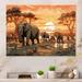 Bungalow Rose Orange African Safari w/ Elephants I - Animals Elephant Metal Wall Decor Metal in Brown/Gray/Orange | 12 H x 20 W x 1 D in | Wayfair