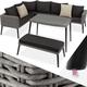 Tectake - Garden Furniture Pula - outdoor sofa set with table and seating bench - Rattan lounge, garden lounge, lounge set - grey