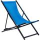 Beliani - Outdoor Folding Sun Lounger Sling Beach Chair Adjustable Backrest Blue Locri ii - Black