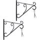 Hanging Basket Brackets, Set of 2, Wall-Mounted Hooks, 28x30x2 cm, Indoor & Outdoor Plant Hanger, Iron, Black - Relaxdays