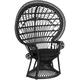 Rattan Peacock Chair Wicker Indoor/Outdoor High Back 1 Cushion Black Emmanuelle - Black