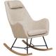 Modern Transitional Comfy Fabric Rocking Chair Wooden Skates Light Beige Arrie - Beige