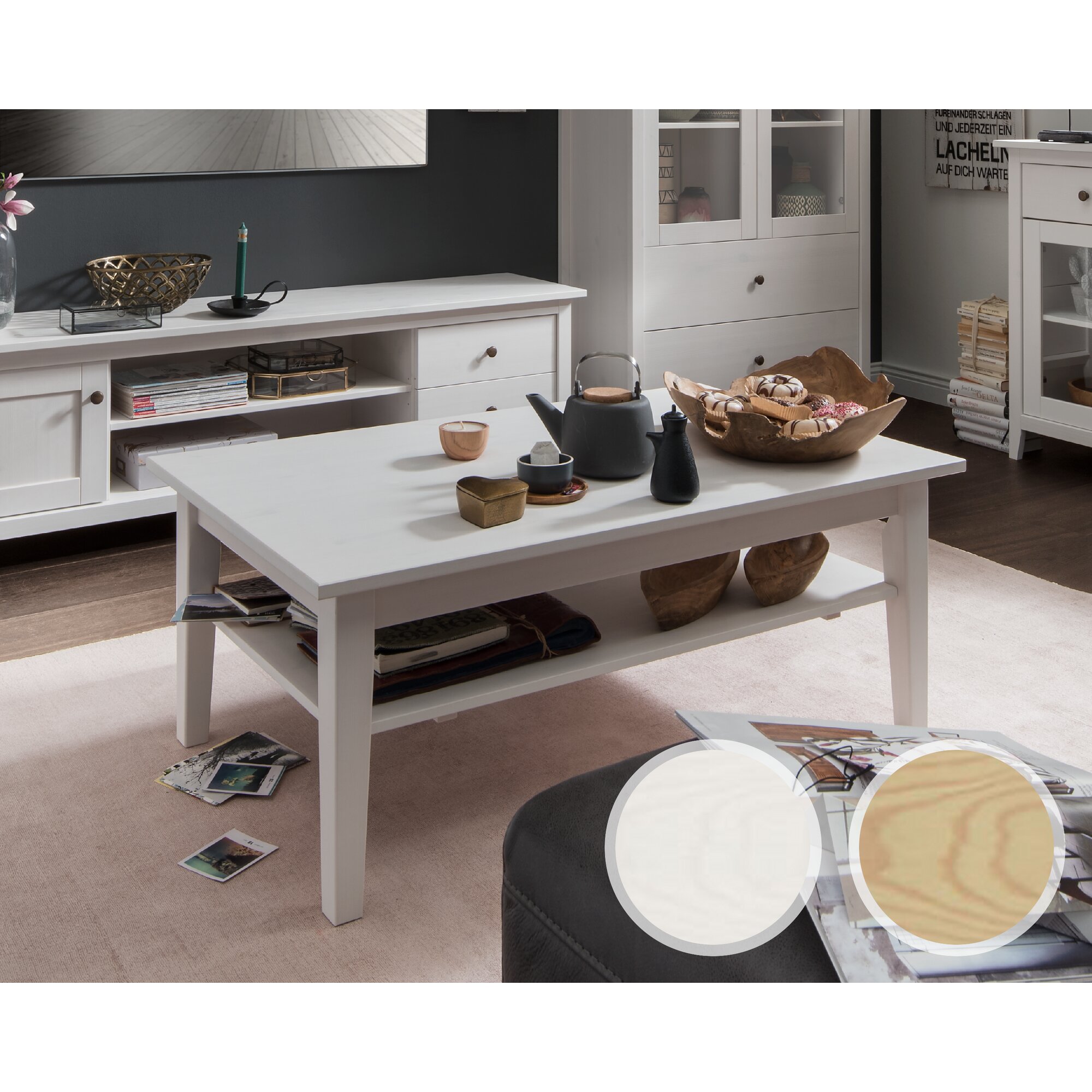 Massivholz »Solvita« Couchtisch Kiefer weiß