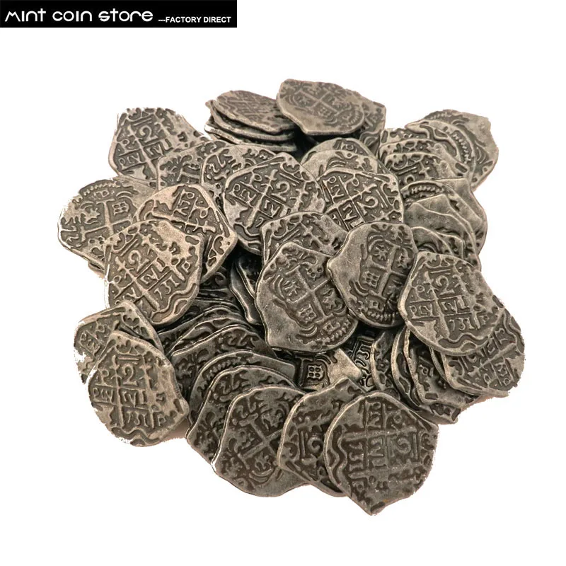 1 Stück Europäischer Schatz Spanien Doubloon Goldmünze Karibik-Serie Piratenfilmmünze Unterschied Farben Münzen Schatzspiel Image