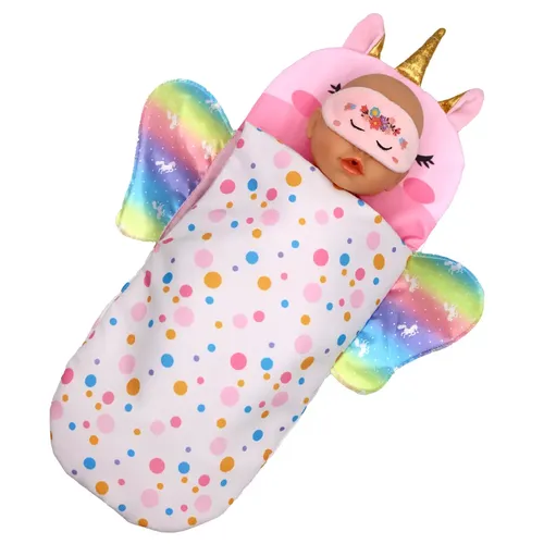 Puppe Schlafsack für 43cm Puppen Schöne Einhorn Kissen 17-18 zoll Baby Neue Geboren Puppen Zubehör