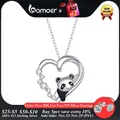 Bamoer 925 Sterling Silver Baby Panda Crystal Necklace Enamel Cute Animal Charm Chain Link for Women
