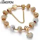 2022 New Crystal Heart Beads Charm Bracelets Gold Color Snake Chain Brand Bracelets for Women Lover