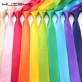 HUISHI Tie for Men 38 Solid Colors Slim Necktie Polyester Narrow Cravat Red Blue Formal Party Ties
