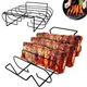 Non-Stick BBQ Rib Rack Stand Barbecue Steaks Racks Stainless Steel Chicken Beef Ribs Grill Black for