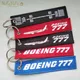 MiFaViPa Embroidery Boeing 777 Key Chains Phone Strap Black Red Keychains Aviation for Pilot Gifts