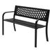 GZXS Garden Bench Outdoor Benches Iron Steel Frame Patio Bench with Mesh Pattern and Plastic Backrest Armrests for Lawn Yard Porch Work Entryway Black